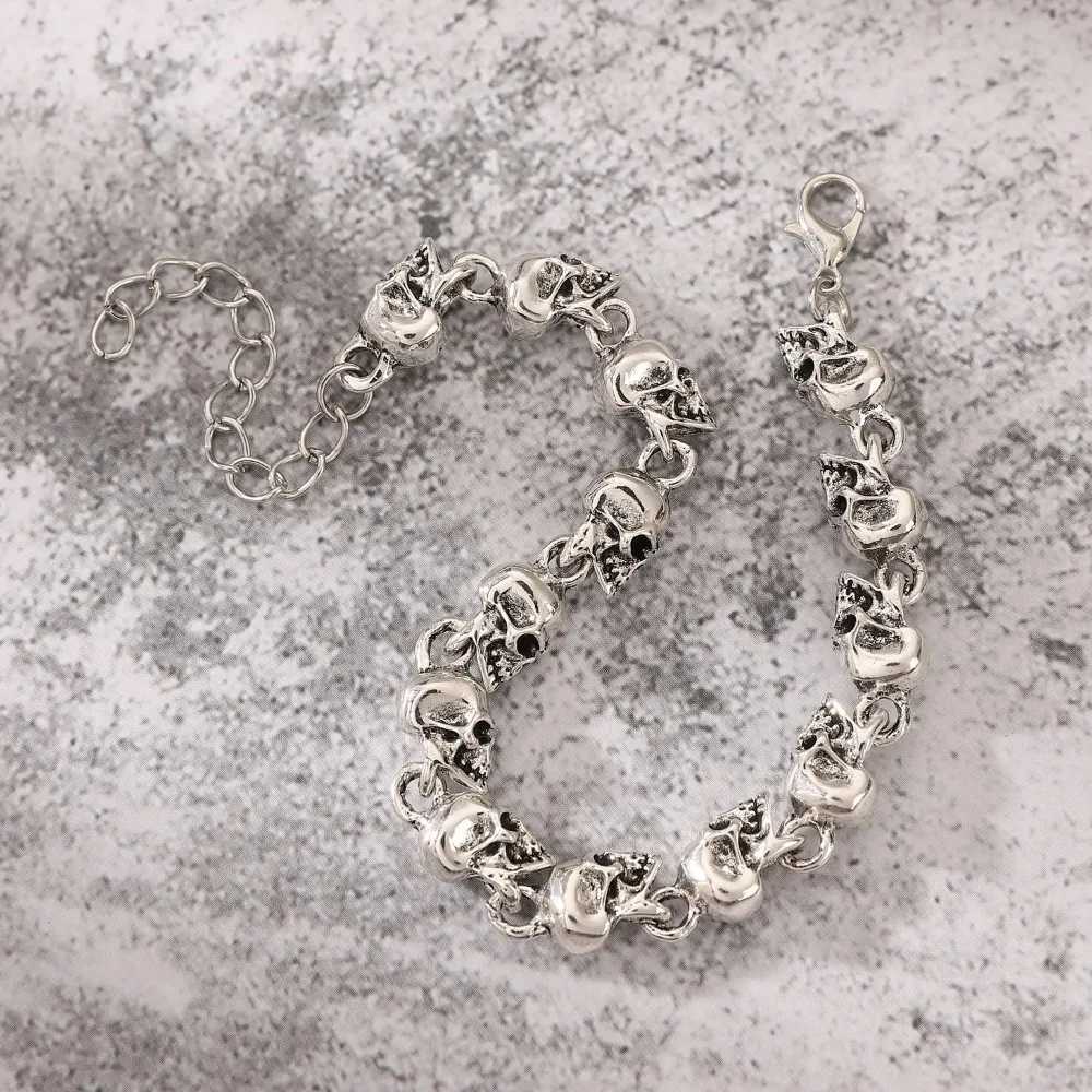 Punk Style Retro Skull Beaded for Men Creative Personality Hip Hop Rock Women Bangle Hallowmas Jewelry Accessory Gift M251213