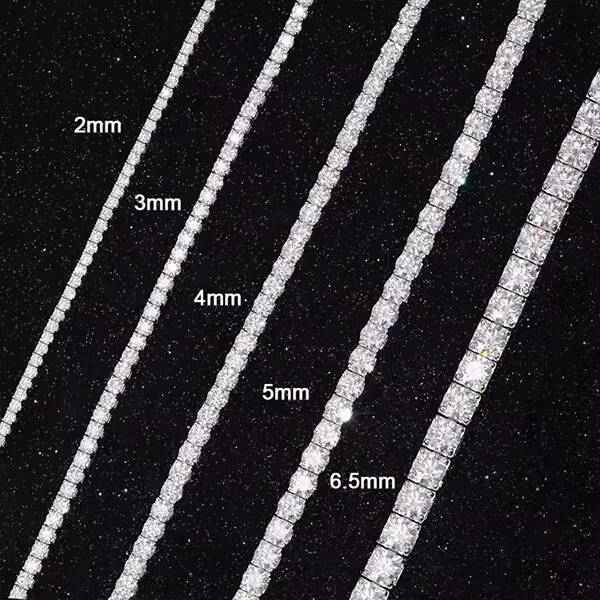 Wholesale VVS Moissanite Diamond Tennis Chain 3mm 4mm 5mm 925 Sterling Silver Men Women Fine Jewelry Bracelet Necklace
