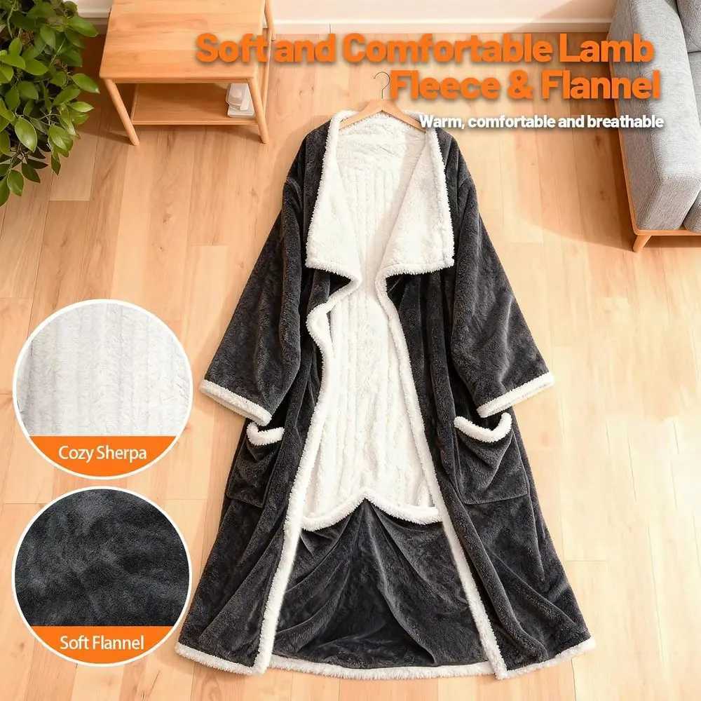 Wearable Electric Blanket with Sleeves Foot Pocket 8-Hour Auto-Off 10 Heating Levels Machine Washable 52x7218 Ideal Gift Y251212