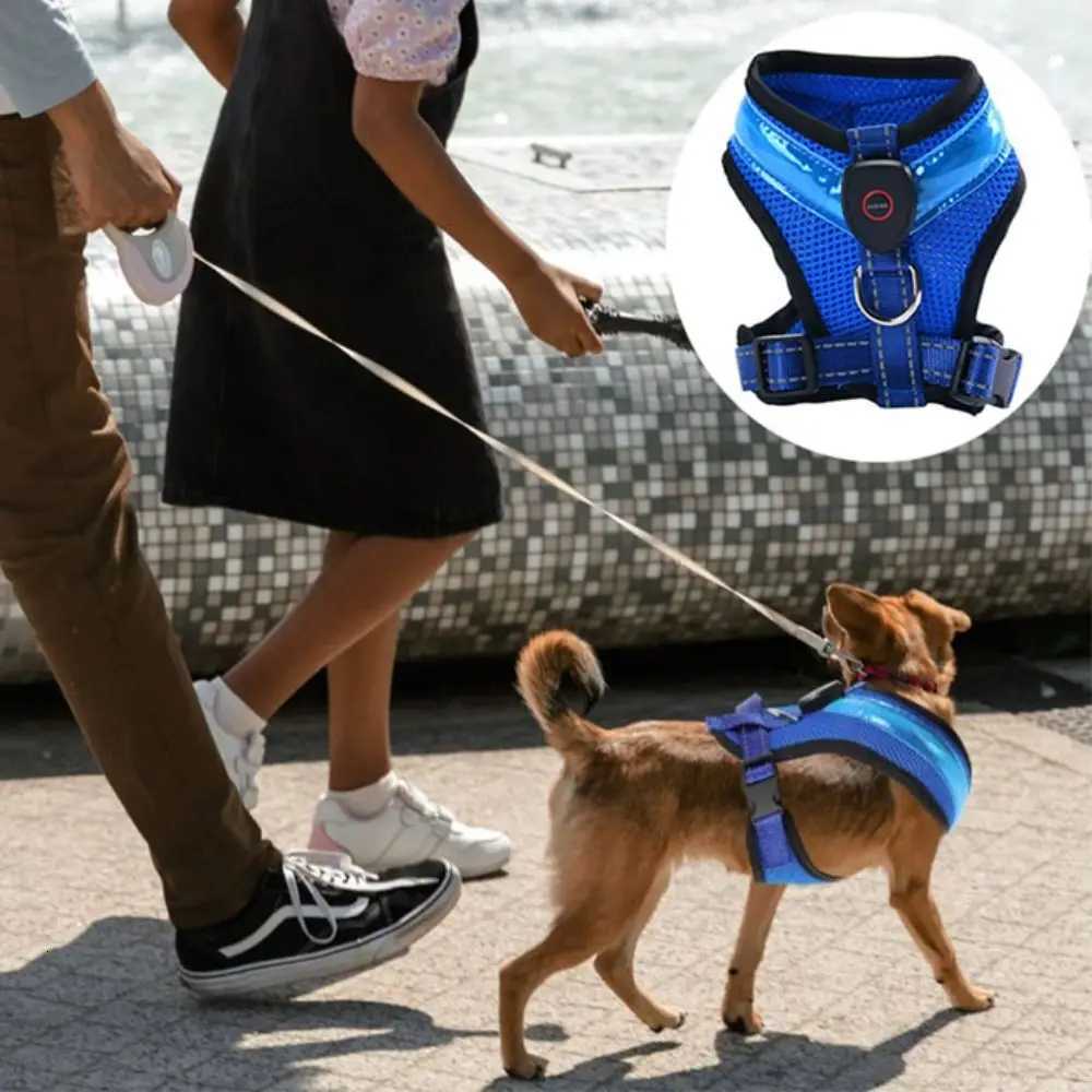 Practical Luminous Pet LED Harness Breathable Rechargeable Dog Traction Harness Waterproof Dog Vest Night M251213