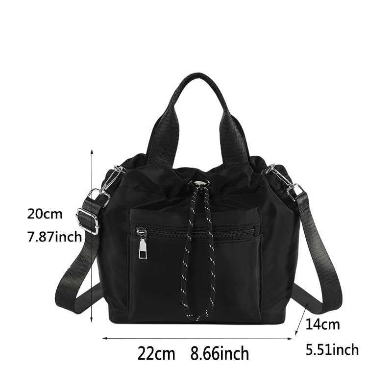 New Womens Crossbody Handbag Simple and Lightweight Drawstring Pocket Shoulder Bag Casual Nylon Fabric Bucket Bag fashionableT251213