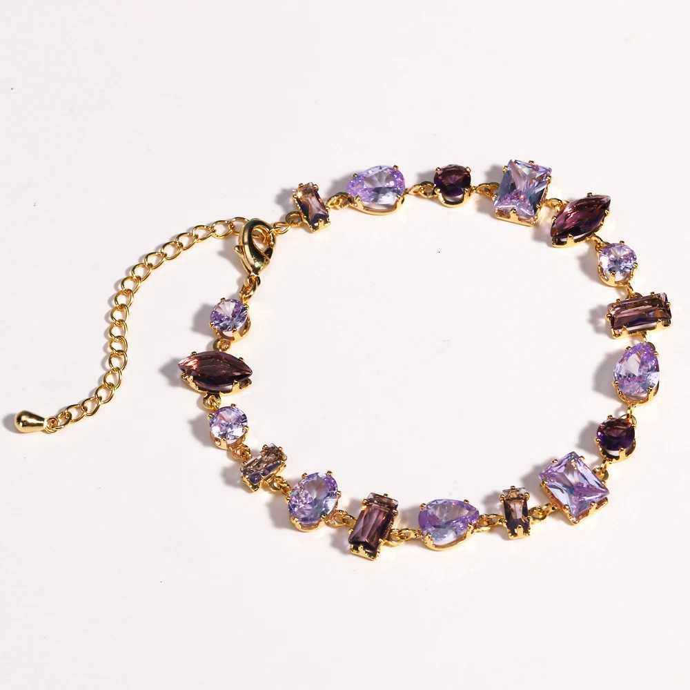 Exquisite Ppurple Lake Blue Zircon Geometry Shaped Tennis CZ for Women Fashion Charm Crystal Metal Chain s M251213