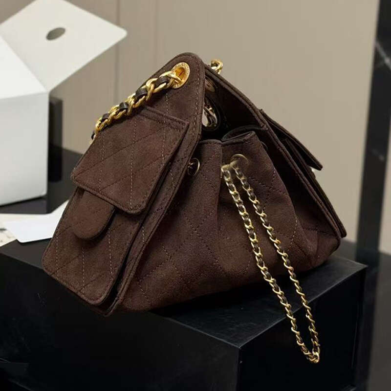 Designer Mini Bucket with 2 Pocket Chain Hobo Shoulder Bag 25bag 25S Suede Leather Handbags Totes Bag Fashion Purses