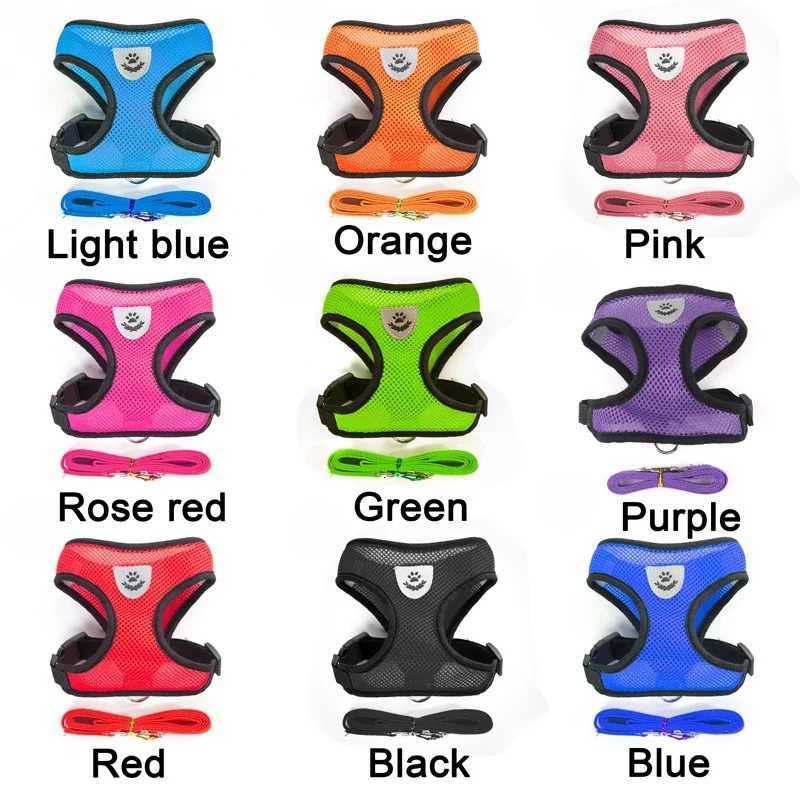 Dogs Puppy Harness Collar Cat Dog Adjustable Vest Walking Lead Leash Soft Breathable Polyester Mesh Harness For Small Medium Pet M251213
