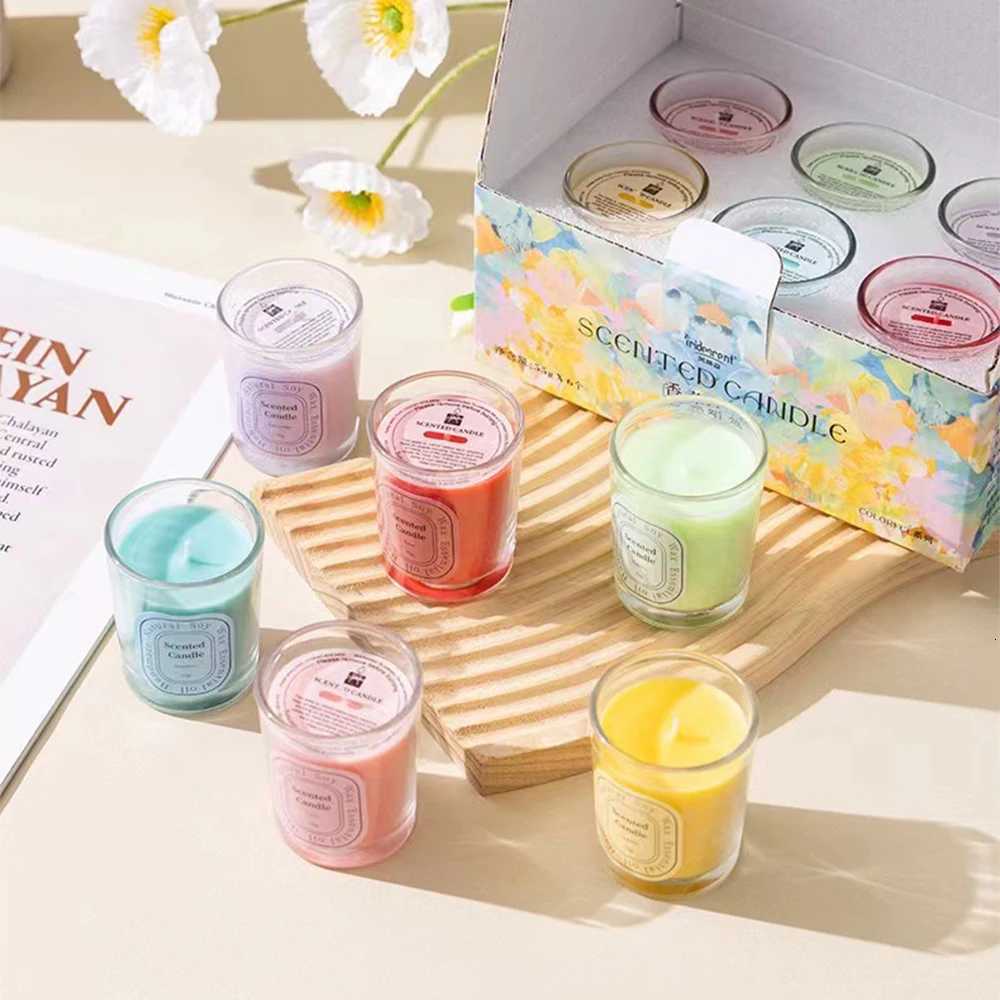 1Pc Dopamine Soy Wax Scented Candle - Colorful Cup Lavender Jasmine Lemon Aromatherapy Home Bedroom Decor Valentines Day Gift H251213 W260303