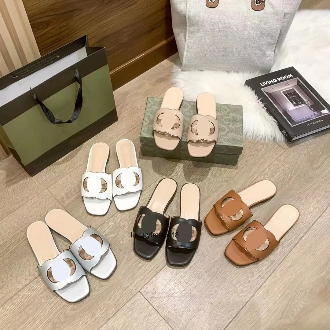designer women sandals newest luxury low heel slippers fashion interlock cutout leather slides beach summer indoor outdoor sandal classic guccis gucciis gg ACE3