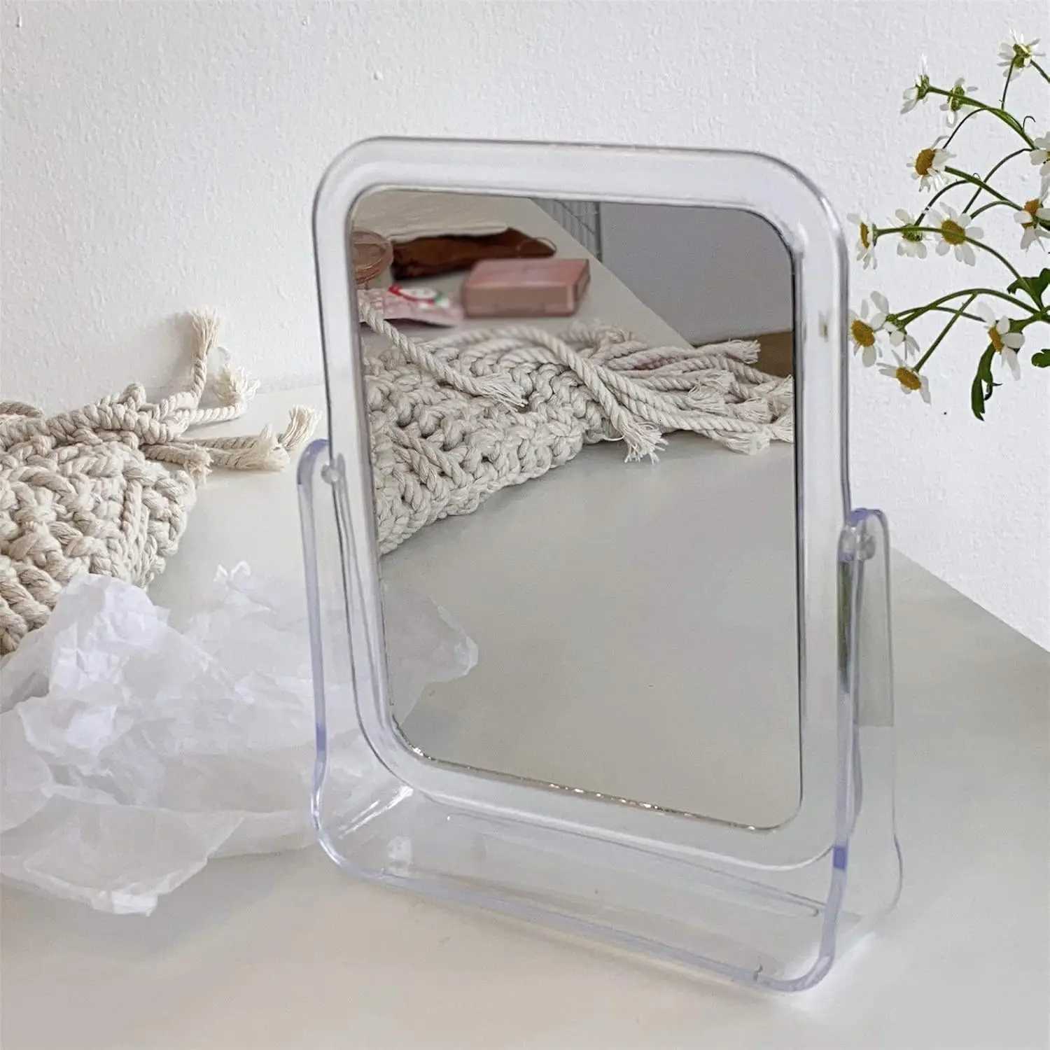 Foldable Desktop Makeup Mirror 360 Degree Rotating Princess Mirror Portable With Stand Square Round Mirror HomeT251213