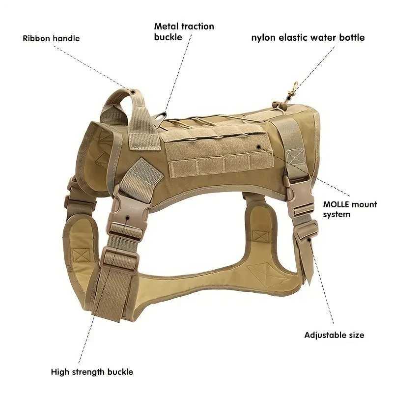 Tactical Camouflage Dog Vest Harness for Medium and Large DogsEasy Control and Comfortable for Hiking Training and Outdoor M251213