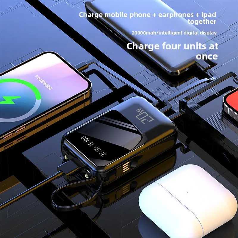 20000mAh Digital Display Power Bank Built in Cable High Capacity Portable H251213