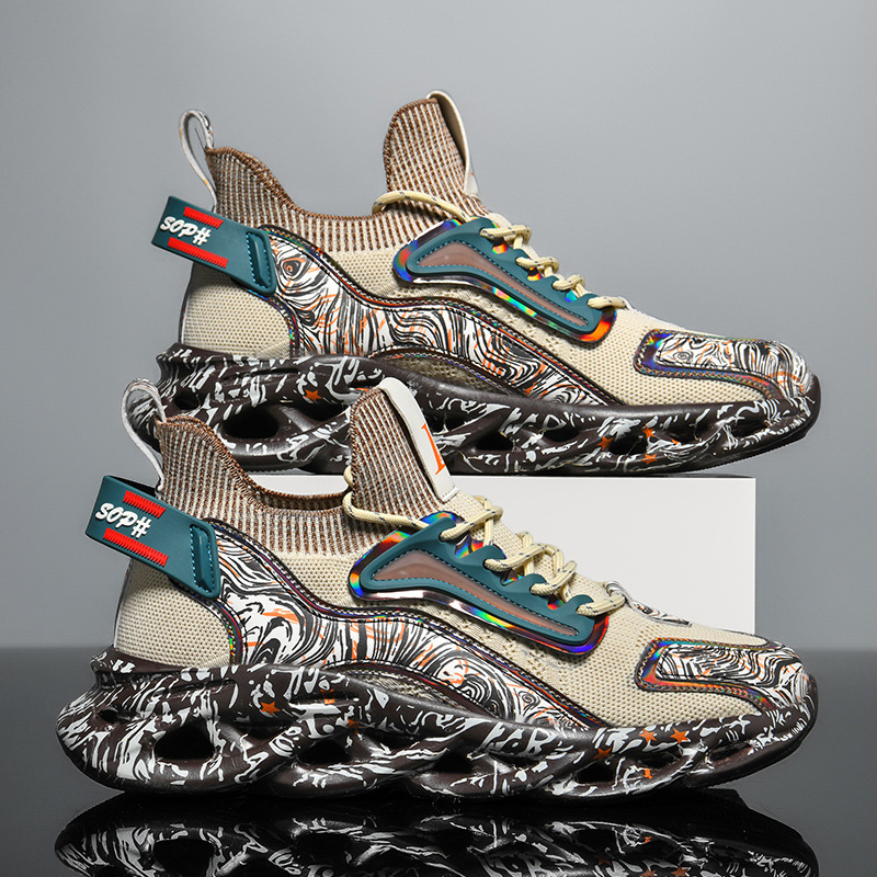 Free Shipping 2025 New Vintage Print Casual Shoes for Men Plus Size Comfortable and Breathable Mesh Sneakers Luxury design Shoes with Box