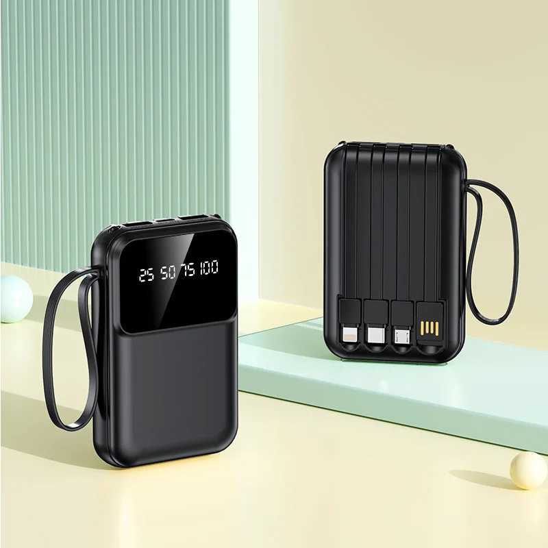 For 20000mAh Portable Mini Power Bank er Fast Charge built-in 4 Cables Digital Display for Huaewei iPhone/ H251213