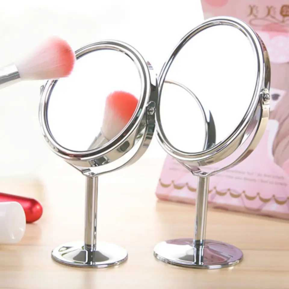 High Quality Iron-carbon Alloy Makeup Mirror Silver Oval Double Cosmetic Mirror Glass MirrorT251213