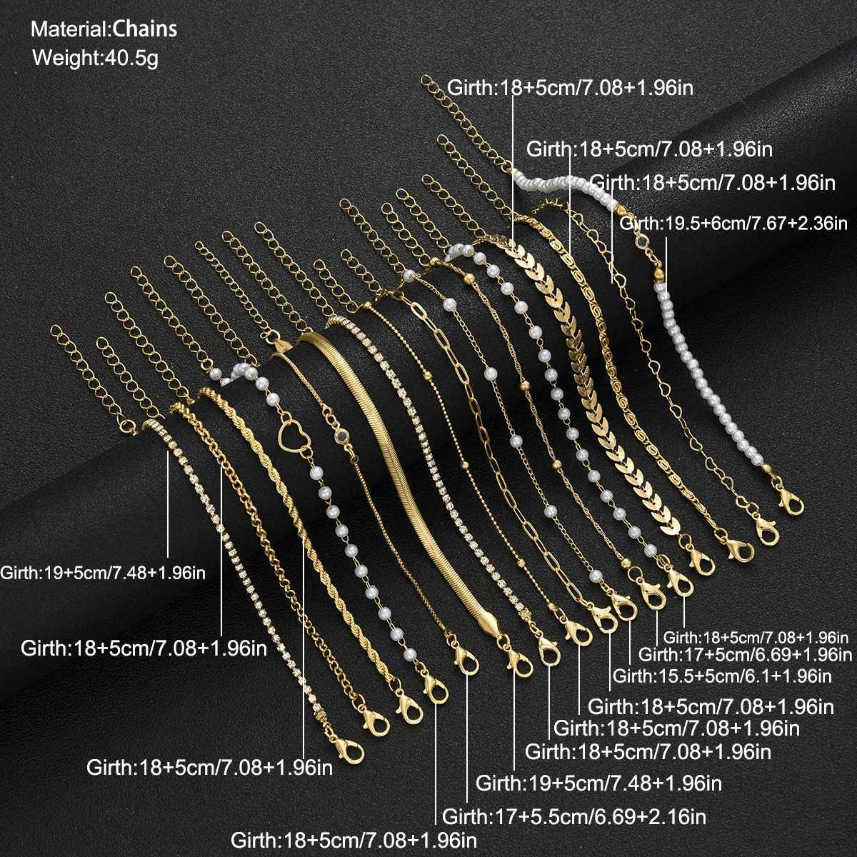 16pcs Minimalist Heart Pearl Rhinestone Snake Chain Set for Women Elegant Gold Color Dates Vacations Daily Wear Jewelry M251213