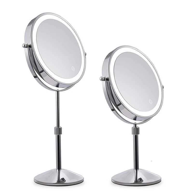 8 inch Bedroom or Bathroom table Lifting Makeup Mirror 3X 5X 10X Magnifying Double Mirror with LED Light Rotate 360 degrees MirT251213
