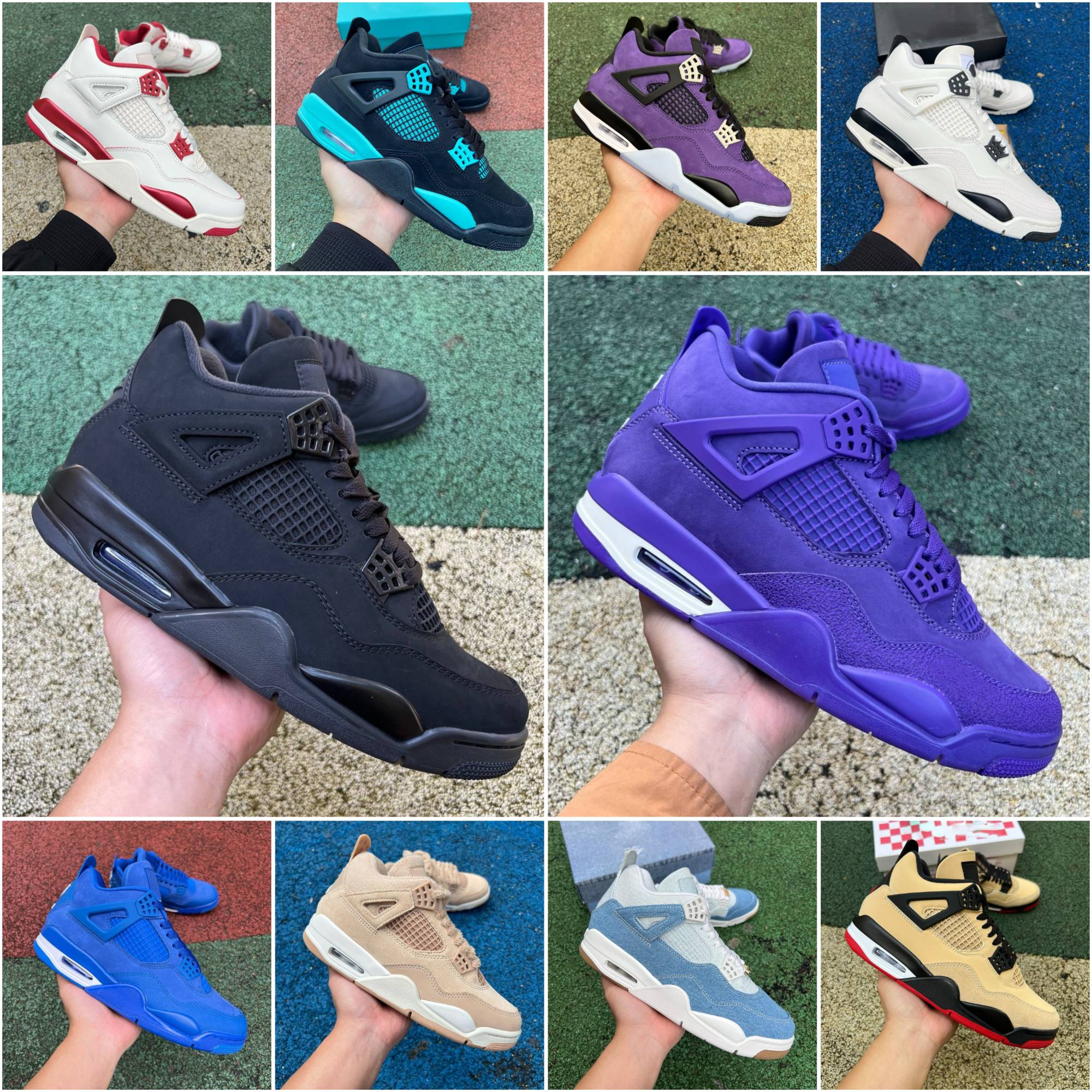 4 j4 Mens Basketball shoes Designer Jump Mans 4s Women Denim Worn Blue Panda Military Black Cat Purple Thunder Cool Grey Bred Forget Me Not Cozy Girl Trainers Sneakers