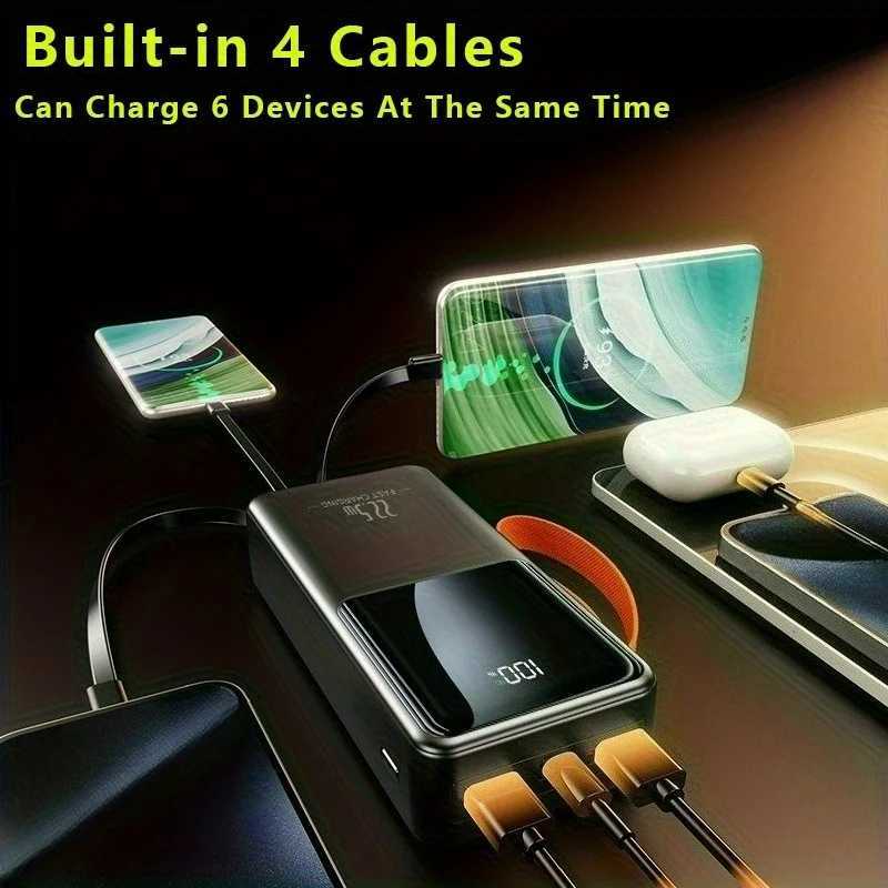 50000mAh Mobile Power Quick Charger Portable Built-in 4 Cables Large Capacity Fast Charging Battery Pack Cpatible H251213