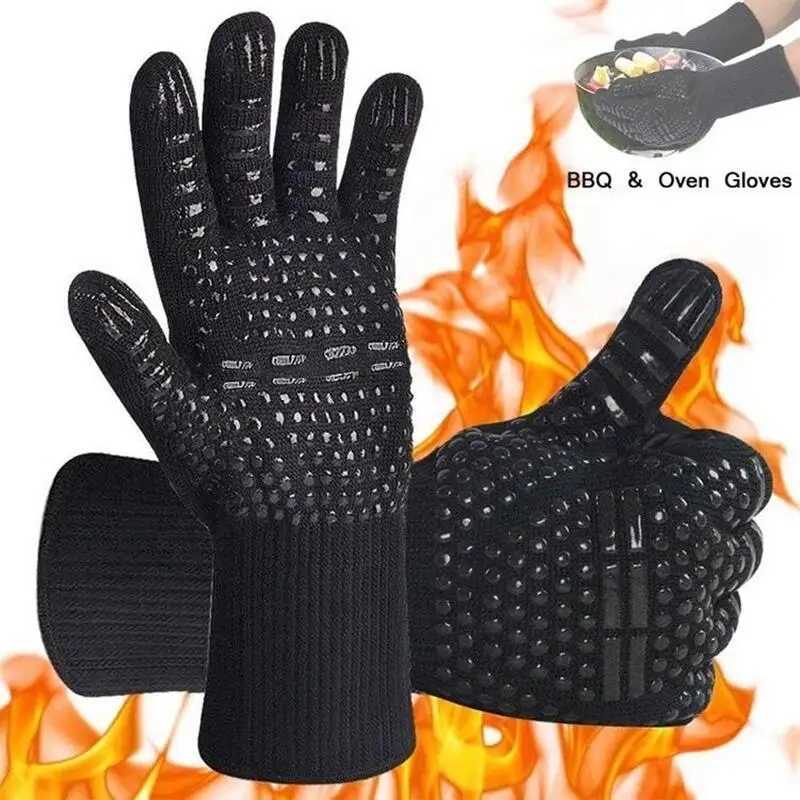 BBQ Gloves 1472 Heat Resistant Grilling Gloves Silicone Non-Slip Oven Mitts Kitchen Gloves for Barbecue Grilling Cooking Baking H251212