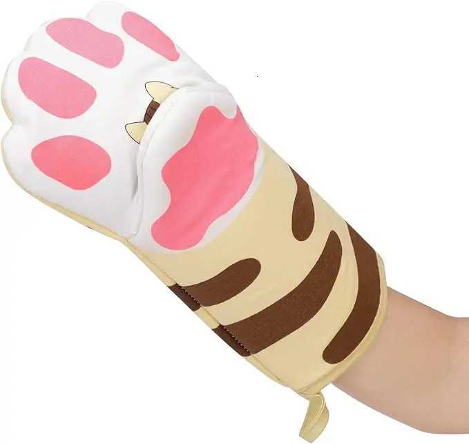 Oven Mitts Kitten Cat Paw Design Heat Resistant Oven Gloves Thick Cotton Lining Cooking Baking Potholder Gloves Microwave Gloves H251212
