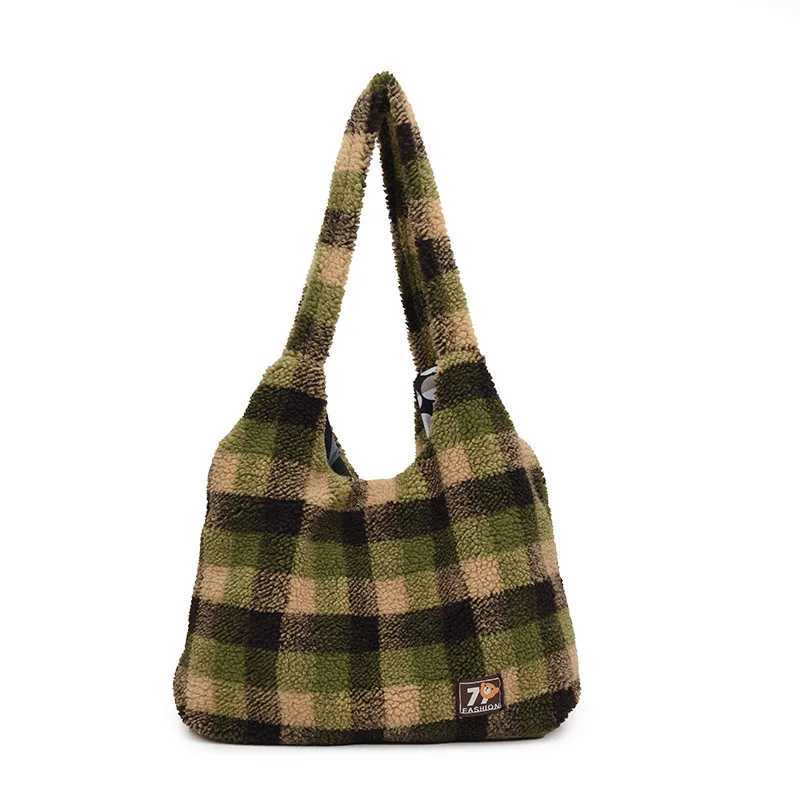 Womens handbag Womens bag plaid one shoulder cross body tote bag large capacity one shoulder underarm bag fashion commuter bagT251213