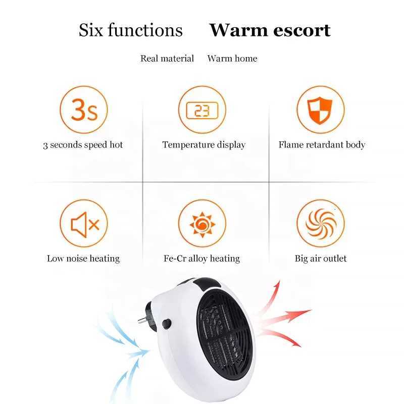 Electric Portable Heater Mini Wall Mount Home Office Desktop Warm Air Heater Warmer Fan Silent Remote Fast Heat Thermostat Y251213