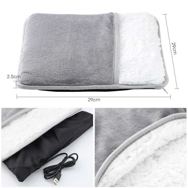 Winter Electric Foot Heating Pad USB Charging Washable Soft Plush Foot Heater Home Office Foot Warming Mat Keep Warm Tools Y251212