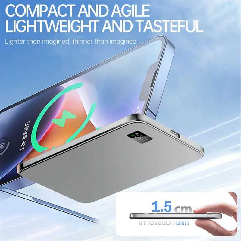 tra Thin Power Bank for Alloy Magnetic LED Display Portable Battery Fast Charger For iPhone Phone Airpods H251213