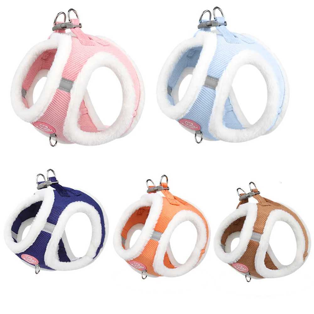 Winter Warm Chihuahua Dog Harness with Fur Walking Pet Harnesses and Leash Set for Small Dogs Puppy Yorkies mascotas Accessories M251213