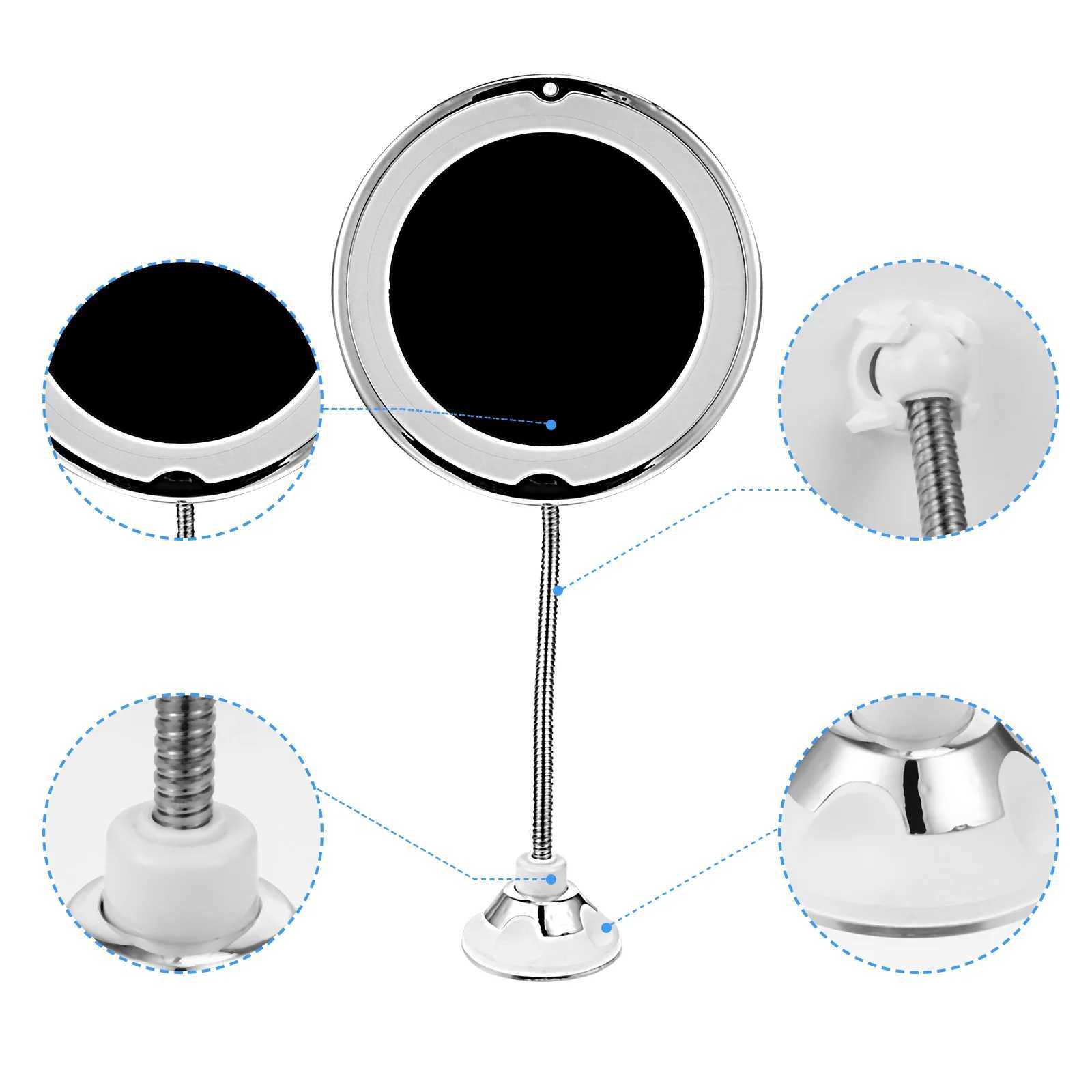 10X Magnification Led Makeup Mirror Vanity Mirror With Suction Cup Desk Mirror Bathroom Mirror Cosmetics Care ToolT251213
