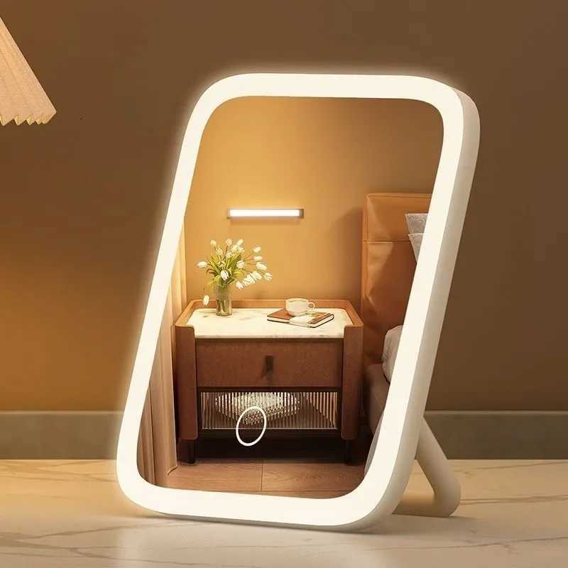 Lighted Vanity Mirror 360 Dimmable Touch Screen Portable Travel makeup Mirror with Bracket LED Cosmetic Mirror for Makeup DeskT251213