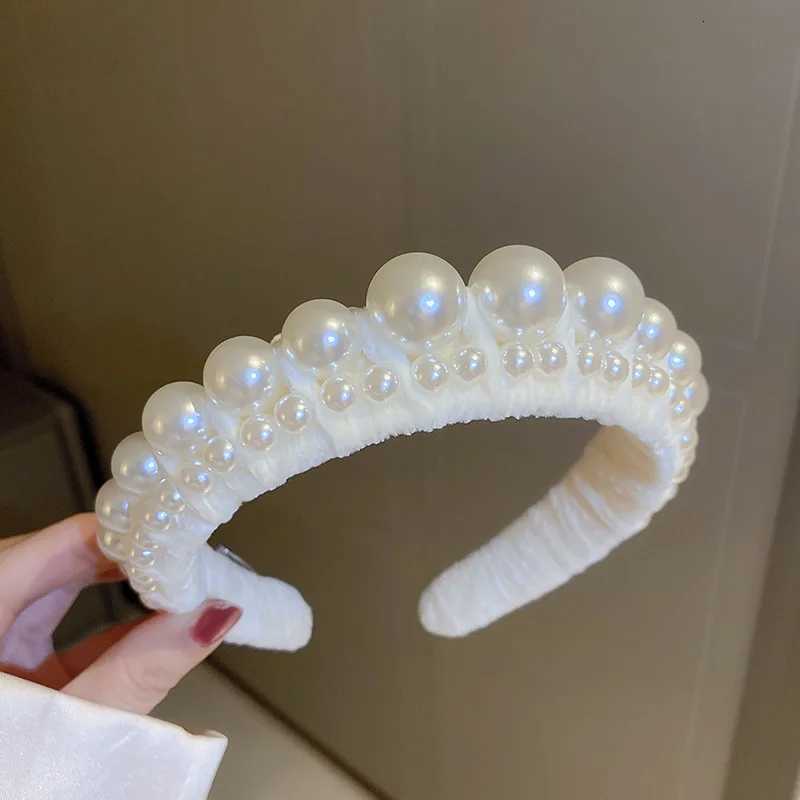 French Retro Imitation Pearl Veet band for Wen Hair Accory Fashionable High Cranial Top Cprion Hair Accories Y251213