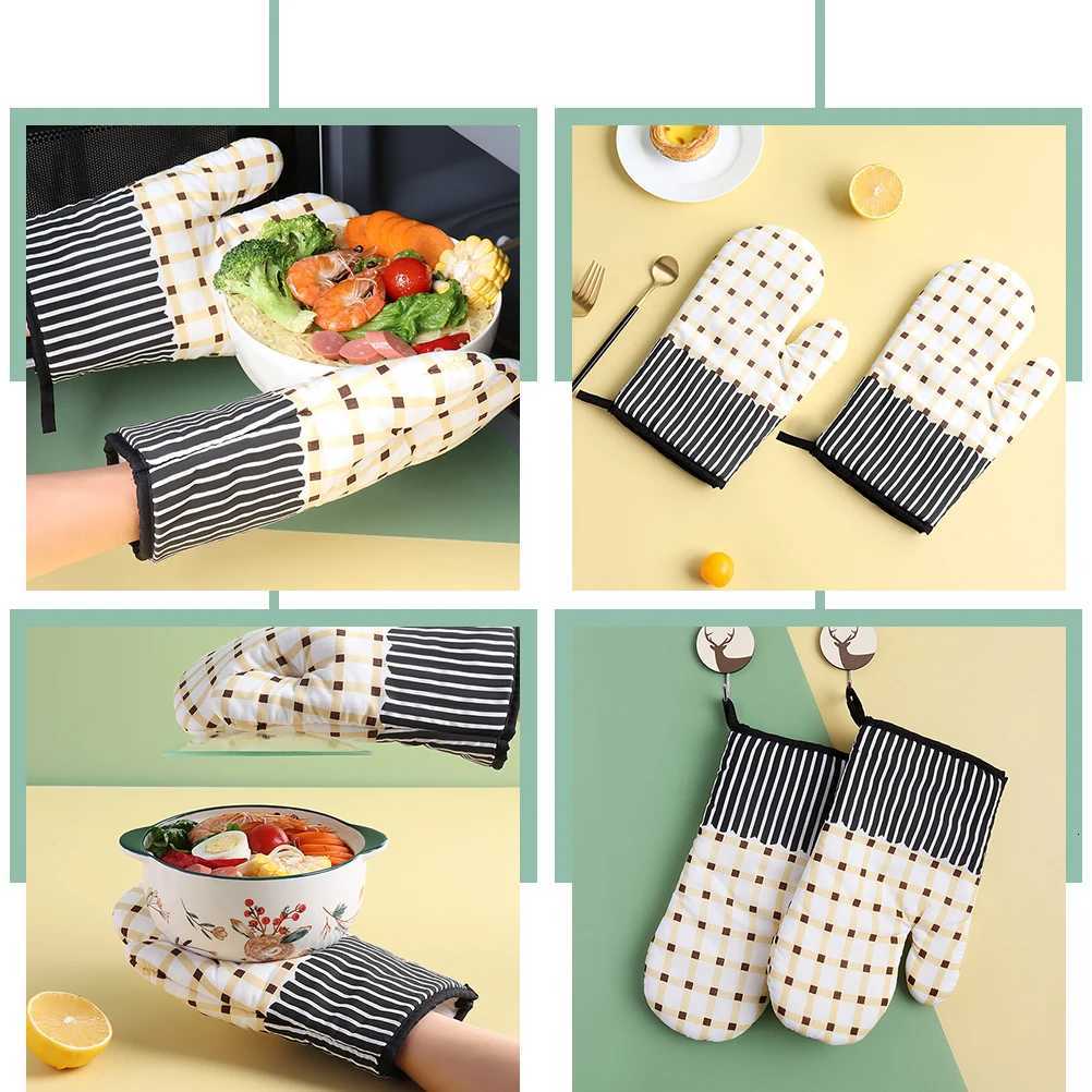 Cotton Heat Resistant Oven Mitts for Kitchen Cooking Baking Microwave Barbecue Protective Oven Gloves Hot Mittens H251212