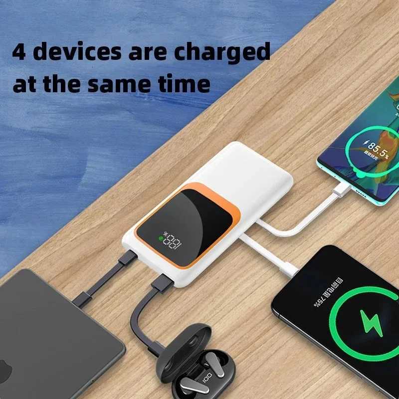 20000mAh Large Capacity Power Bank Built-in Cable 10000mAh 225W USB C Fast Charging External Spare Battery For iPhone 14 H251213