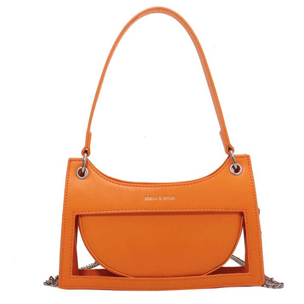 Bright Orange Green Casual Crossbody Bag Cut-out Shoulder Purse With Chain Women Underarm Bag Creative Design Crossbody PackT251213