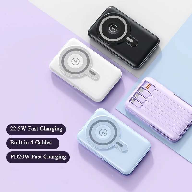 Power Bank 10000mAh With Cable Fast Charging Magnetic Wireless Powerbank for iPhone 16 15 Pro For Watch Poverbank H251213