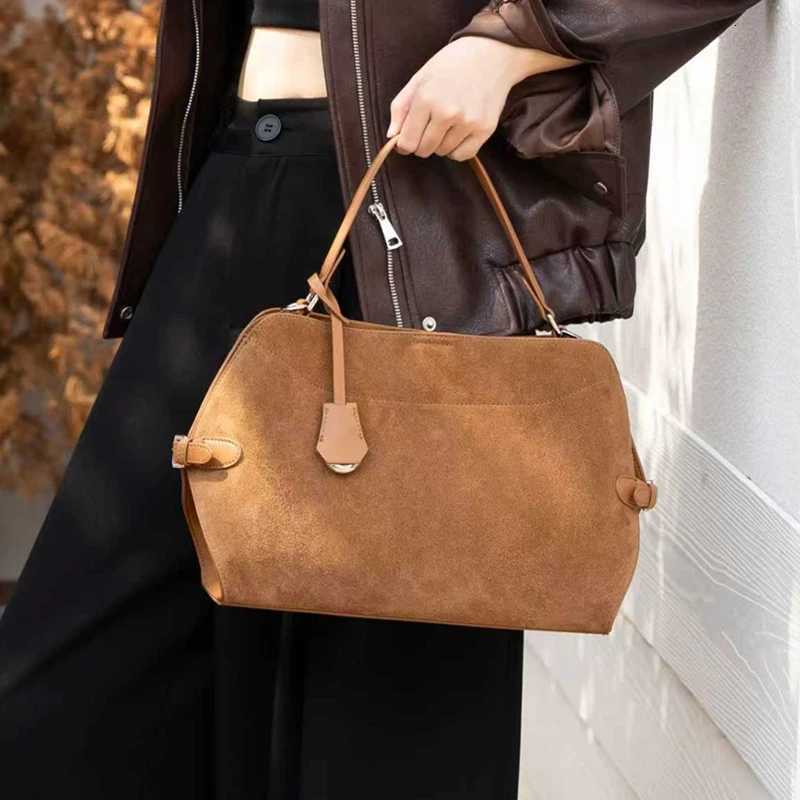 Hifashion Vintage Suede Genuine Leather Tote Handbags For Women 2025 Luxury Designer Shell Office Ladies Shoulder Crossbody BagsT251213