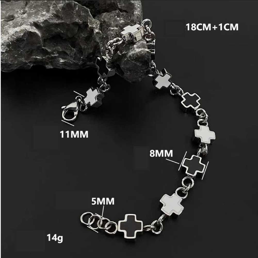 Black White Spliced Cross for Men BoysNever Fade Stainless Steel Chain Stylish Punk Jewelry Gift M251213