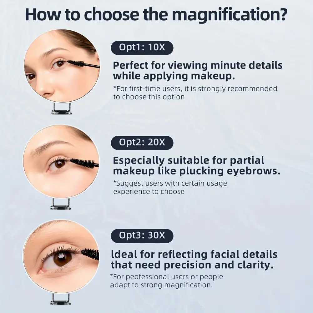Magnifying Mirror 10X/20X/30X Magnification Handheld Makeup Mirror Portable Beauty Tool Cosmetic Mirror for Home TravelT251213