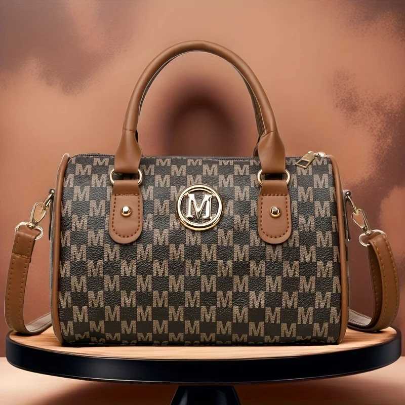 Womens Small Shoulder Crossbody Bag with Golden M Design Synthetic Faux Leather Purse for Work Travel Parties GiftsT251213