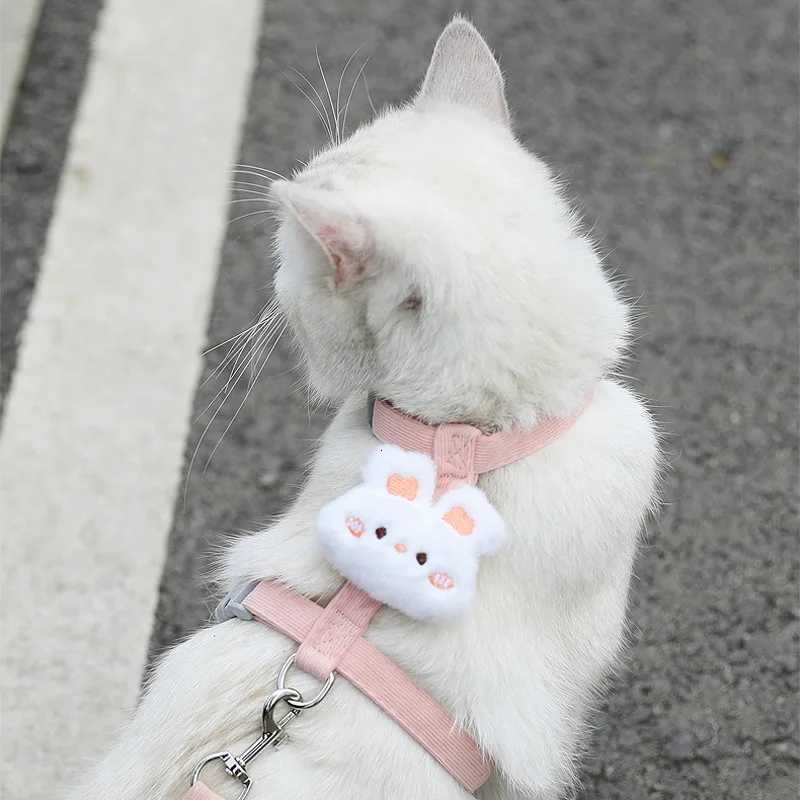 Breathable Cute Small Cat Harness Outdoor Walking Rabbit Pattern Adjustable Pet Harness and Leash Set M251213