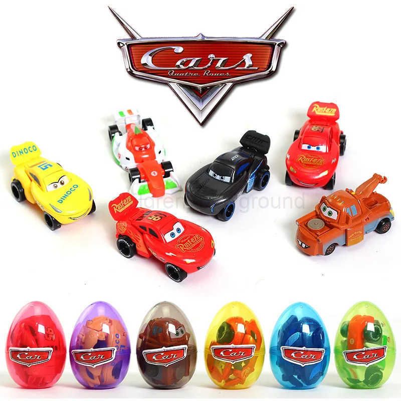 Disney Pixar Cars Egg-Shaped Car Toys McQueen Transformable Car 6-Piece Set Model Car Toy Set Christmas Gift toy H251213