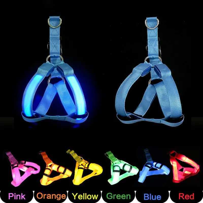 Adjustable Led Dog Harness Small Medium Glowing Nylon Breast-Band Night Safety Harness Led Dog Collar Vest Pet Supplies M251213
