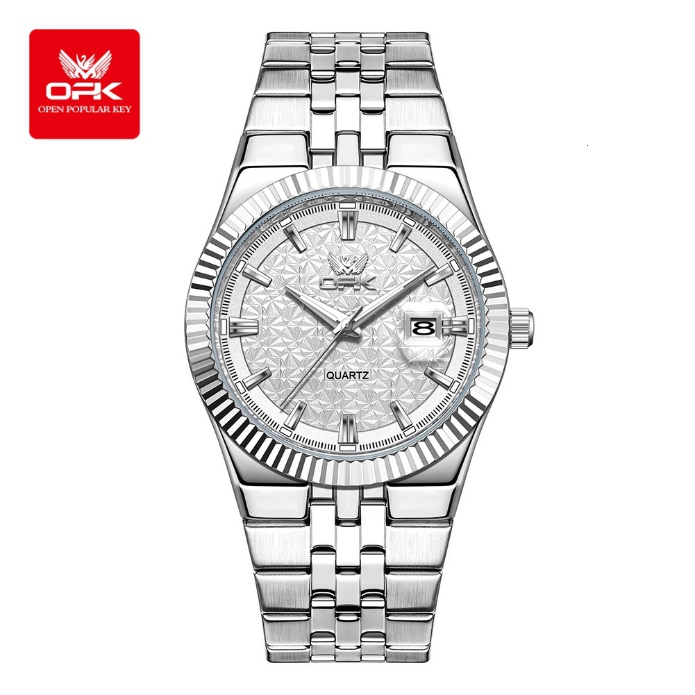 OPK Designer Men's Watches With A Sense Of Design, Steel Band Men's Wristwatches, Calendar, Waterproof, Luminous Quartz Watches, Free Shippi
