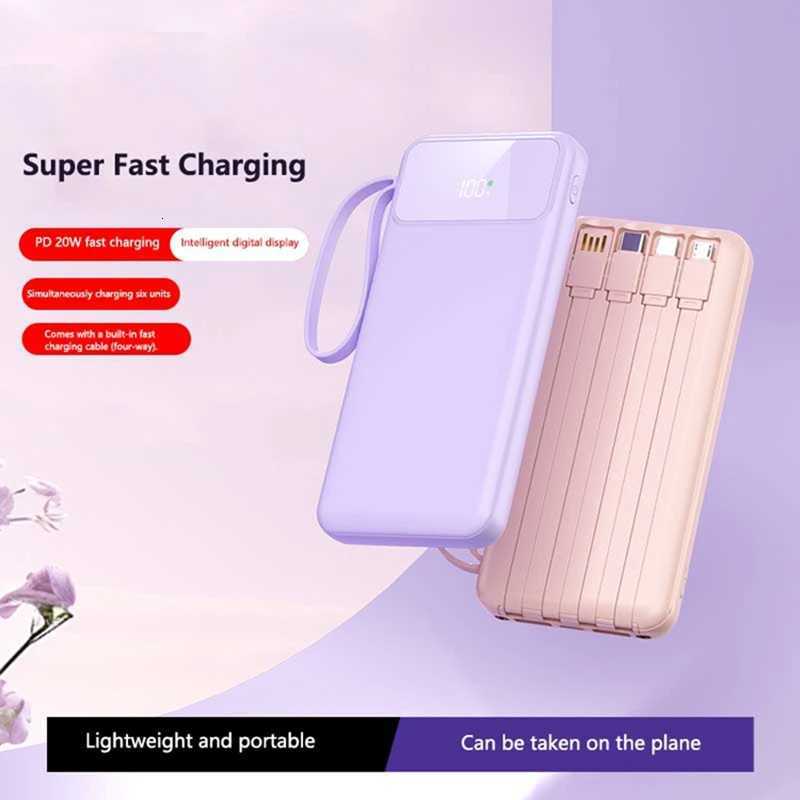 100000mAh 4in1 Power Bank With Built-in Cable Large-capacity Cpact And Portable Power Bank for iPhone 17Prax H251213