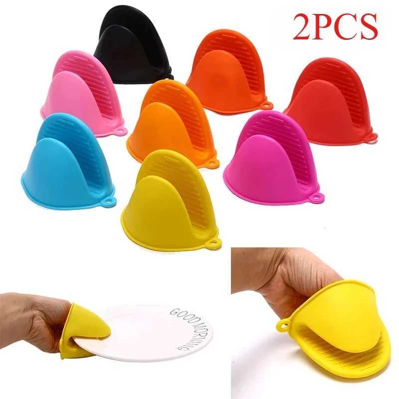 2pcs Thicken Baking silicone oven mitts Microwave Oven Glove Heat Insation Anti-slip Bowl Pot Clips kitchen gloves H251212
