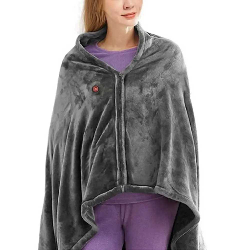 USB Electric Heated Blanket 3 Heating Levels Fleece Heated Blanket Wearable Body Warmer Blanket Quickly Heated Cape Pad Y251212