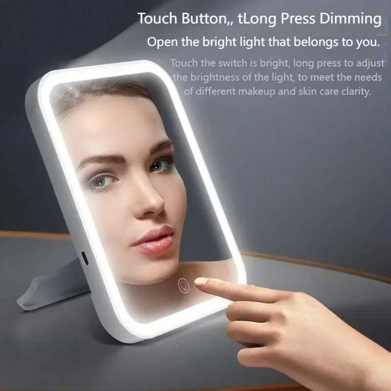LED Touch Screen Makeup Mirror Folding Lighted Vanity Mirror 90 adjustableCosmetic Mirror Travel for Women GirlsT251213