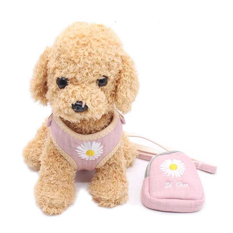 Cute Small Dog Harness and Leash Set with Snack Hanging Bags No Pull Daisy Dog Vest Harness Soft Breathable Mesh Puppy Harness M251213