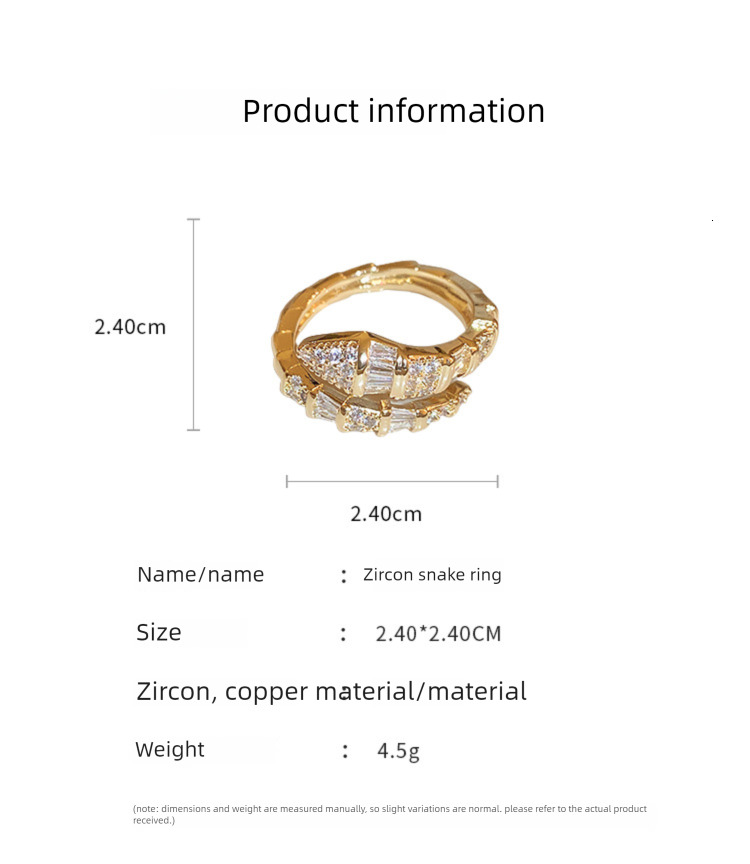 Luxury Brand Designer Jewelry Minimalist Style Zircon Snake Ring Niche High-end Design Index Finger Ring New Versatile Jewelry Wholesale For Women Fas