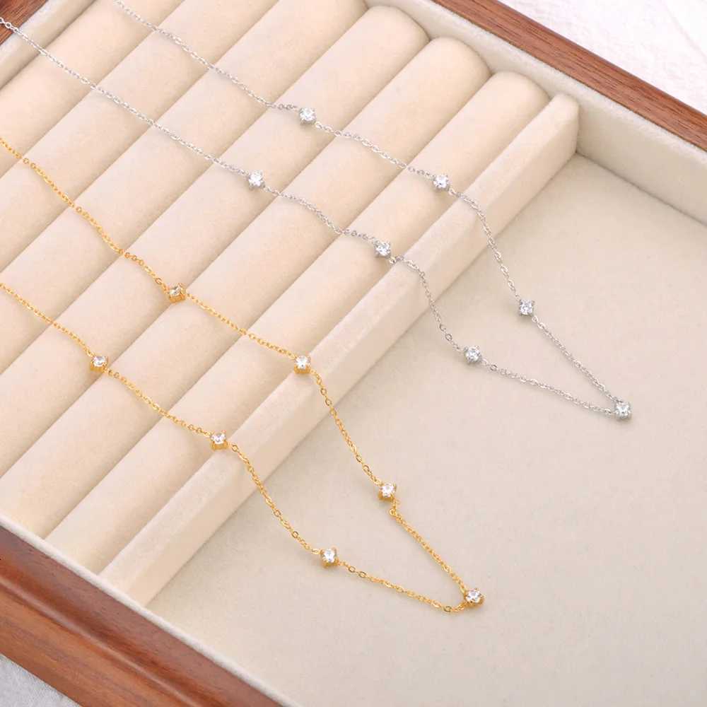 Lokaer Classic Small Dainty Cubic Zirconia Chain s for Women 18K Gold Plated Stainless Steel Wedding Jewelry B24059 M251213