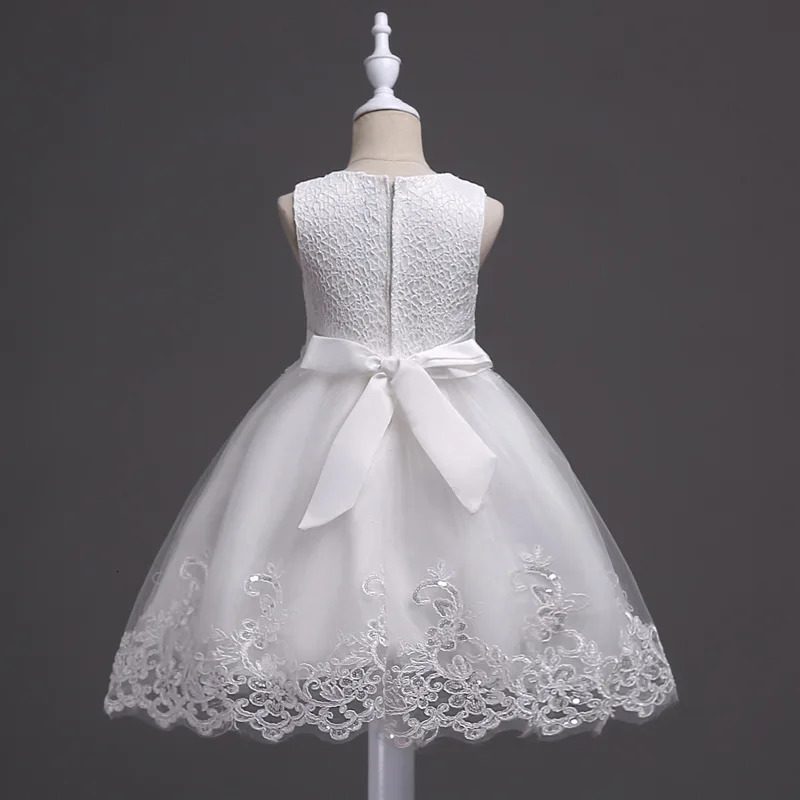 Infant Baby Flower Dress Toddler Girls Sleeveless Pearl Princess Pageant Birthday Lace Wedding Dress Children Formal Gown 6-24M 251213